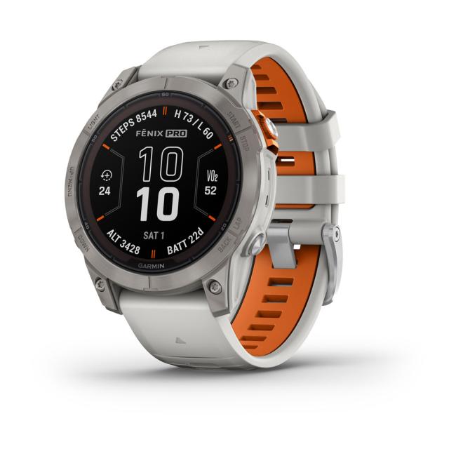 Garmin Fenix 7 Pro Sapphire Solar титановый серый с серо-оранжевым ремешком 010-02777-21 от прозводителя Garmin