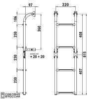 Трап складной с вертикальным креплением, 4 серых ступени (ширина 220 мм.) 040173GT от прозводителя Техномарин