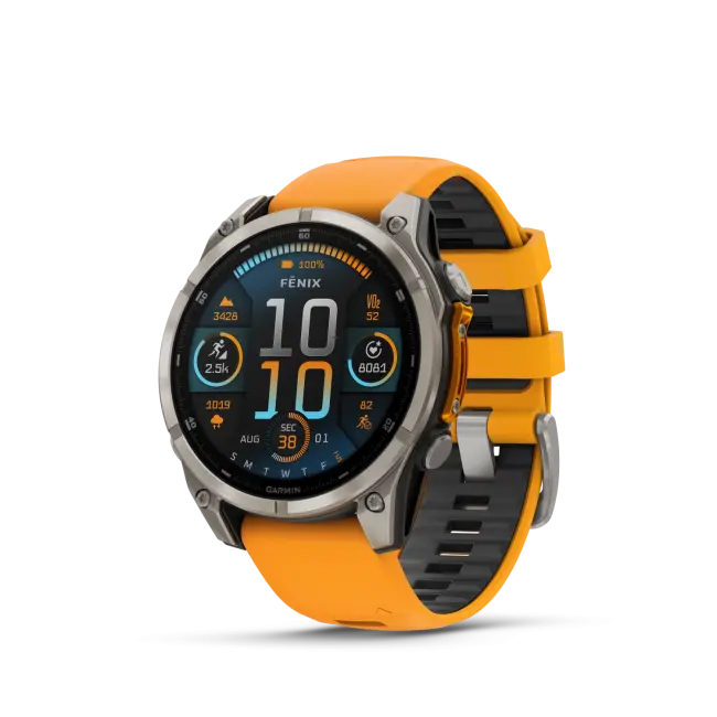 Garmin Fenix ​​8 — 47 мм AMOLED — сапфирово-титановый с оранжево/графитовым ремешком 010-02904-11 от прозводителя Garmin
