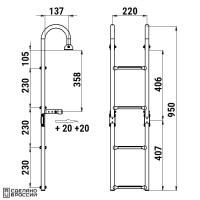 Трап складной с горизонтальным креплением, 4 белых ступени (ширина 220 мм.) 040177WT от прозводителя Техномарин