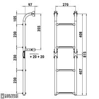 Трап складной с вертикальным креплением, 4 серых ступени (ширина 270 мм.) 040174GT от прозводителя Техномарин