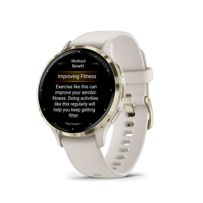 Garmin Venu 3s - 41 мм | Soft gold stainless steel bezel with ivory case and silicone band
