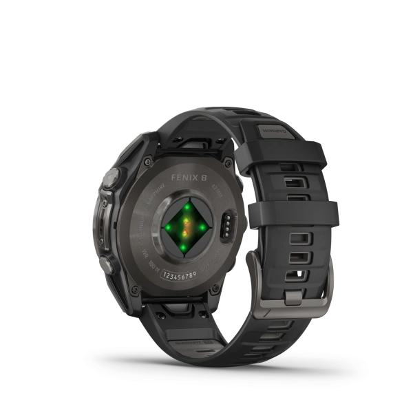 Garmin Fenix ​​8 — 47 мм AMOLED — сапфировый карбоновый серый DLC титановый с ремешком черно/серого цвета 010-02904-21 от прозводителя Garmin