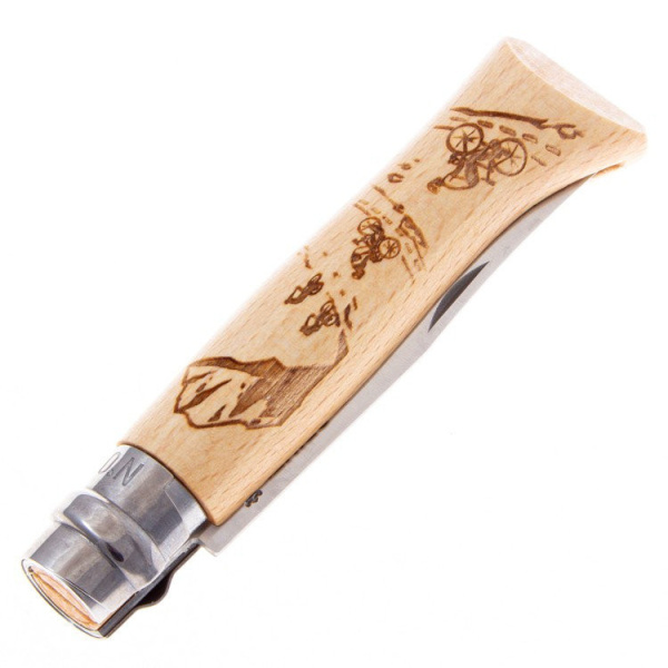 Нож Opinel №8 Alpine adventures, нержавеющая сталь, рукоять дуб, гравировка горный велосипед, 002187 002187 от прозводителя Opinel