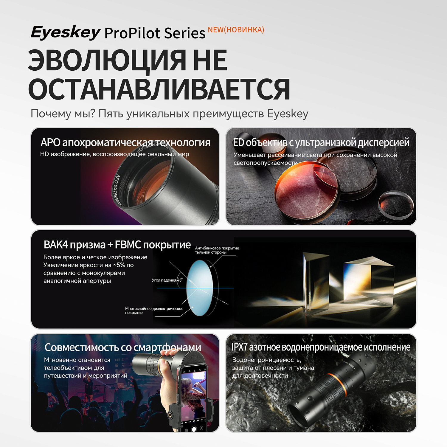 Монокуляр Eyeskey ProPilot APO EM - 10x42