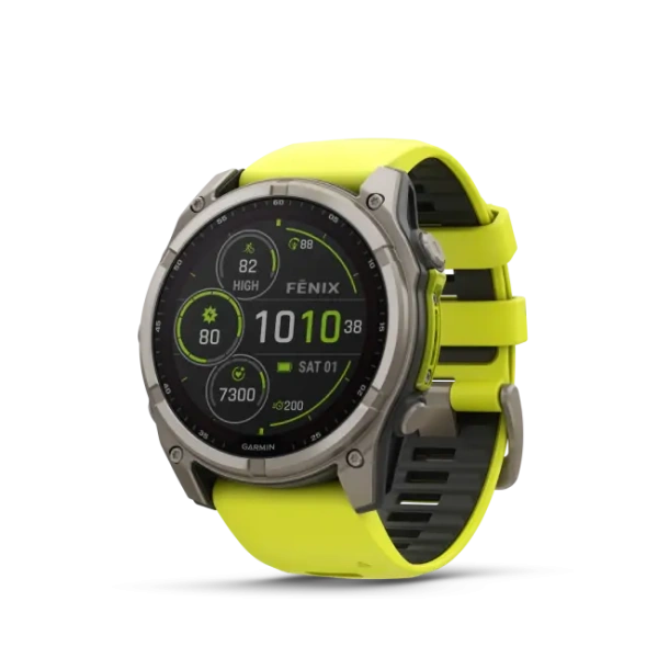 Garmin Fenix ​​8 – 51 мм – титановый с сапфировым стеклом Solar и силиконовым ремешком Amp Yellow/Graphite 010-02907-21 от прозводителя Garmin