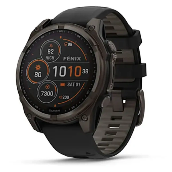 GARMIN FENIX 8 - 47 MM, SOLAR. SAPPHIRE CARBON GRAY DLC TITANIUM WITH BLACK/PEBBLE GRAY SILICONE 010-02906-11 010-02906-70 от прозводителя Garmin