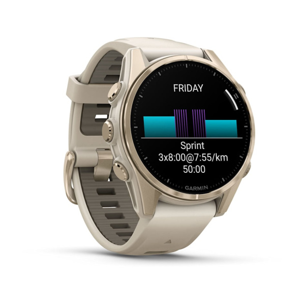 GARMIN FENIX 8 - 43 MM, AMOLED, SAPPHIRE SOFT GOLD WITH FOG GRAY/DARK SANDSTONE SILICONE BAND 010-02903-18 010-02903-18 от прозводителя Garmin