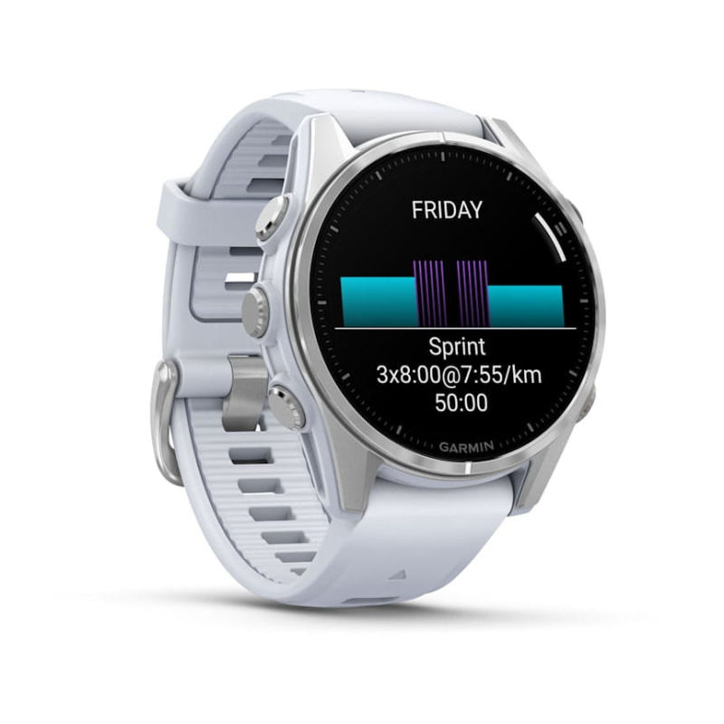 Garmin Fenix 8 - 43 мм AMOLED | Silver with Whitestone silicone band