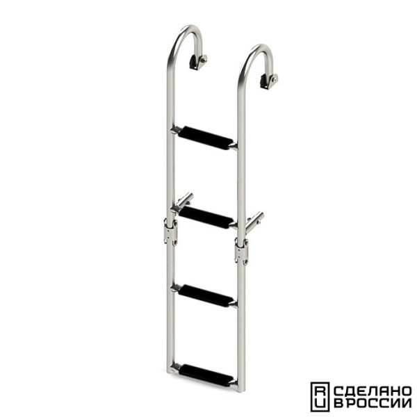 Трап складной с горизонтальным креплением, 4 черных ступени (ширина 220 мм.) 040177BT от прозводителя Техномарин