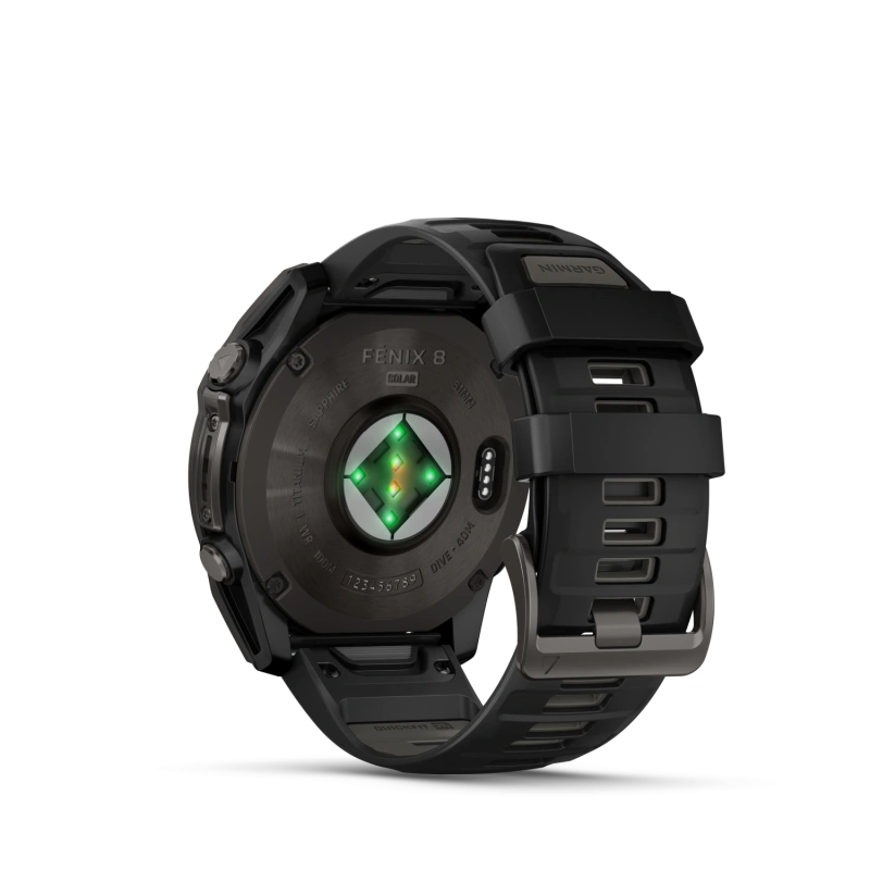 Garmin Fenix 8 - 51 мм SOLAR | SAPPHIRE | Carbon grey DLC titanium with Black/pebble grey silicone band