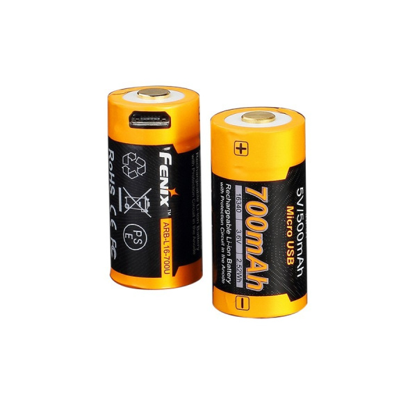 Аккумулятор Fenix 16340 ARB-L16-700U 700mAh Li-ion с разъемом для USB ARB-L16-700U от прозводителя Fenix