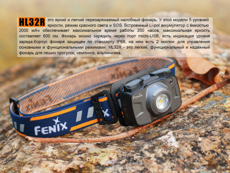 Фонарь Fenix налобный HL32Rb голубой 600 люмен HL32Rb от прозводителя Fenix
