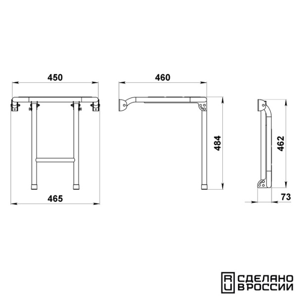 Скамья складная  450 мм, ироко 050101T от прозводителя Техномарин
