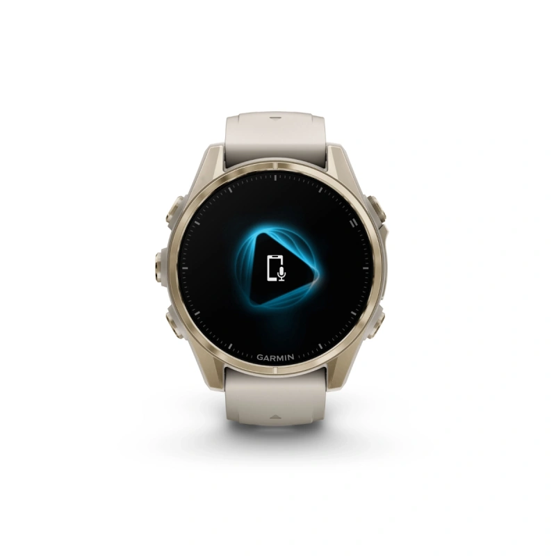 Garmin Fenix 8 - 43 мм AMOLED | Sapphire | Soft Gold with Fog grey/dark sandstone silicone band