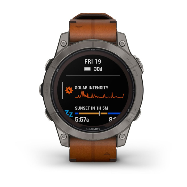 Garmin Fenix 7 Pro Sapphire Solar титановый серый с коричневым кожаным ремешком 010-02777-30 от прозводителя Garmin