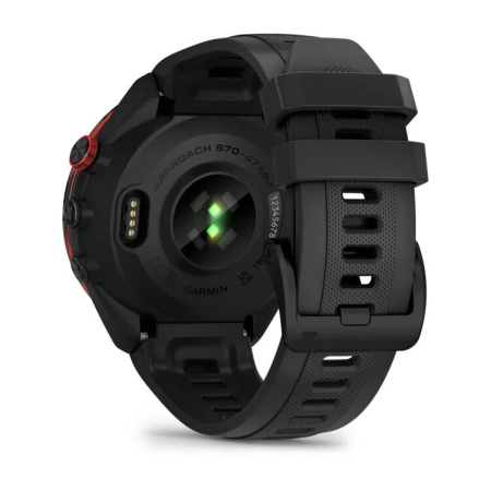 Garmin Approach S70 - 47 мм | Black/Red Ceramic Bezel with Black Silicone Band