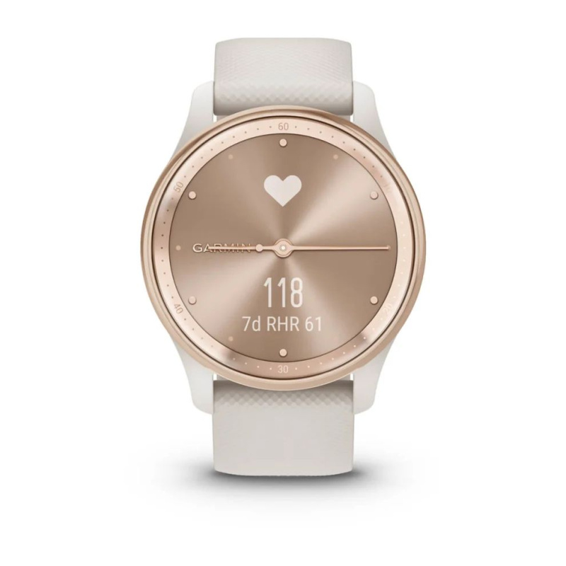 Garmin Vivomove Trend - 40 мм | Peach Gold Stainless Steel Bezel with Ivory Case and Silicone Band