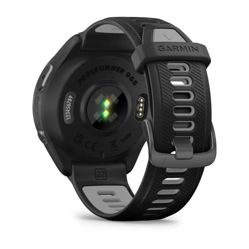 Garmin Forerunner 965 - | Carbon Grey DLC Titanium Bezel with Black Case and Black/Powder Grey Silicone Band