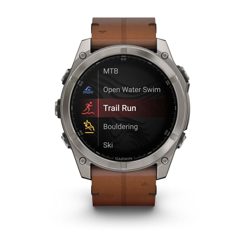 Garmin Fenix 8 - 51 мм AMOLED | SAPPHIRE | Titanium with Chestnut Leather Band