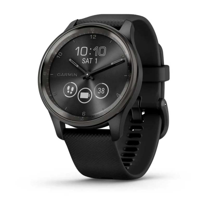 Garmin Vivomove Trend - 40 мм | Slate stainless steel bezel with black case and silicone band