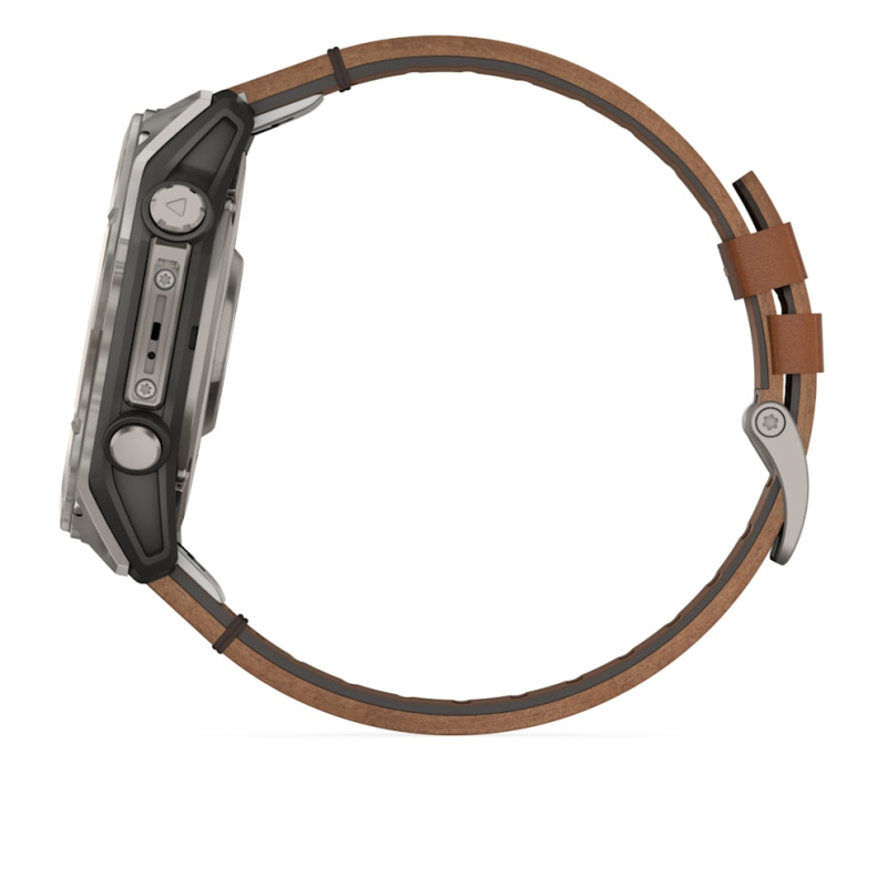 Garmin Fenix 8 - 51 мм AMOLED | SAPPHIRE | Titanium with Chestnut Leather Band